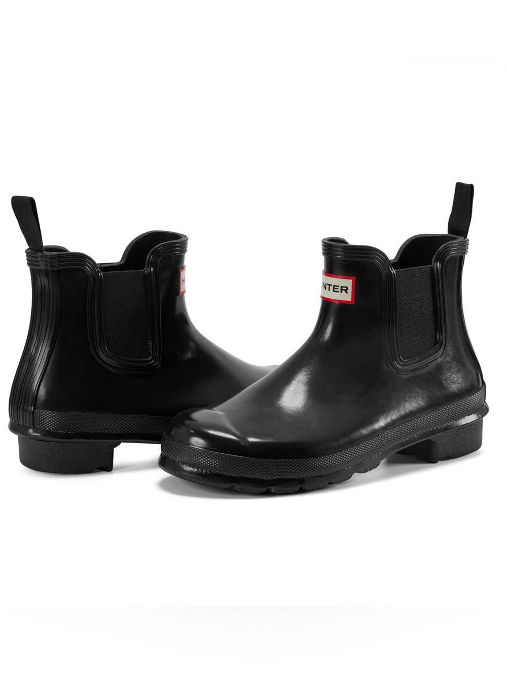New Hunter Chelsea Rain Boots - Short Black Shiny Gloss Size 7